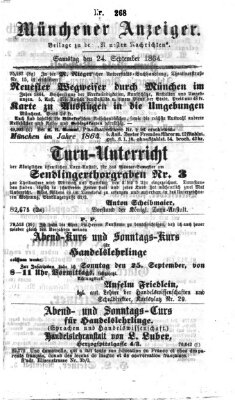 Münchener Anzeiger (Münchner neueste Nachrichten) Samstag 24. September 1864