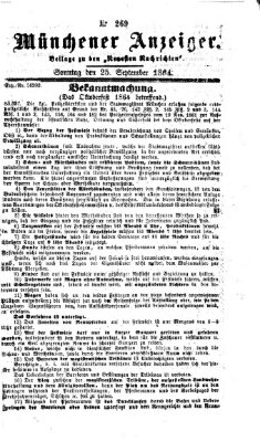 Münchener Anzeiger (Münchner neueste Nachrichten) Sonntag 25. September 1864