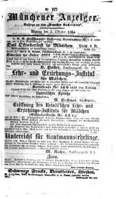 Münchener Anzeiger (Münchner neueste Nachrichten) Montag 3. Oktober 1864