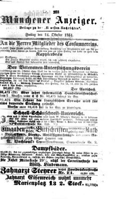 Münchener Anzeiger (Münchner neueste Nachrichten) Freitag 14. Oktober 1864