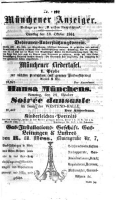 Münchener Anzeiger (Münchner neueste Nachrichten) Dienstag 18. Oktober 1864