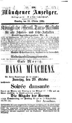 Münchener Anzeiger (Münchner neueste Nachrichten) Samstag 22. Oktober 1864