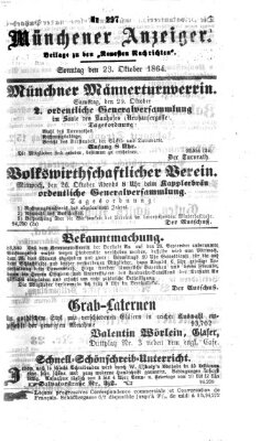 Münchener Anzeiger (Münchner neueste Nachrichten) Sonntag 23. Oktober 1864