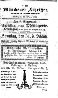 Münchener Anzeiger (Münchner neueste Nachrichten) Dienstag 25. Oktober 1864