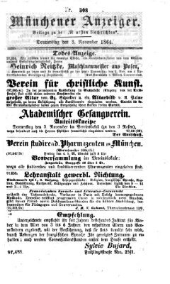 Münchener Anzeiger (Münchner neueste Nachrichten) Donnerstag 3. November 1864