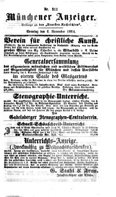 Münchener Anzeiger (Münchner neueste Nachrichten) Sonntag 6. November 1864