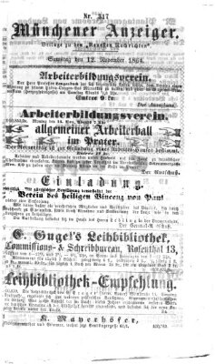 Münchener Anzeiger (Münchner neueste Nachrichten) Samstag 12. November 1864