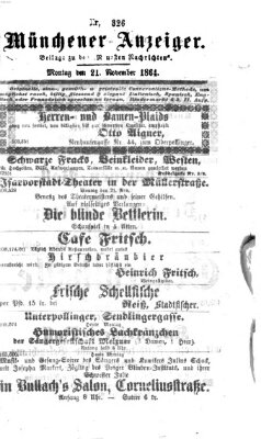 Münchener Anzeiger (Münchner neueste Nachrichten) Montag 21. November 1864