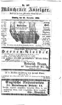 Münchener Anzeiger (Münchner neueste Nachrichten) Dienstag 22. November 1864