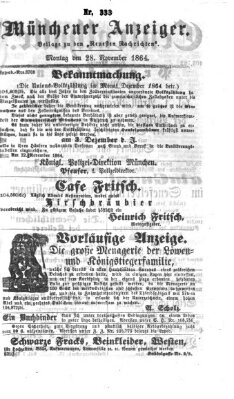 Münchener Anzeiger (Münchner neueste Nachrichten) Montag 28. November 1864