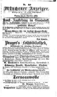 Münchener Anzeiger (Münchner neueste Nachrichten) Montag 5. Dezember 1864