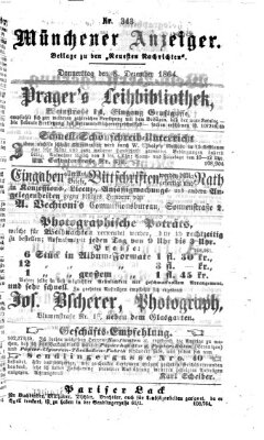 Münchener Anzeiger (Münchner neueste Nachrichten) Donnerstag 8. Dezember 1864