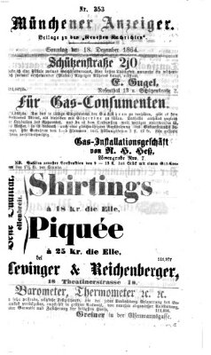 Münchener Anzeiger (Münchner neueste Nachrichten) Sonntag 18. Dezember 1864