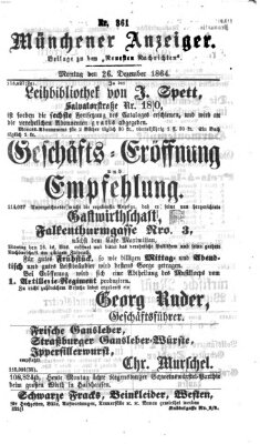 Münchener Anzeiger (Münchner neueste Nachrichten) Montag 26. Dezember 1864