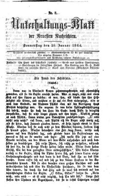 Neueste Nachrichten aus dem Gebiete der Politik. Unterhaltungs-Blatt der Neuesten Nachrichten (Münchner neueste Nachrichten) Donnerstag 28. Januar 1864