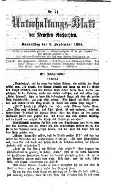 Neueste Nachrichten aus dem Gebiete der Politik. Unterhaltungs-Blatt der Neuesten Nachrichten (Münchner neueste Nachrichten) Donnerstag 8. September 1864