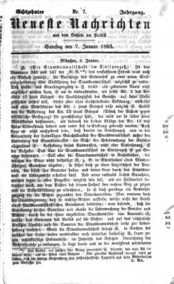 Neueste Nachrichten aus dem Gebiete der Politik (Münchner neueste Nachrichten) Samstag 7. Januar 1865