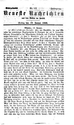 Neueste Nachrichten aus dem Gebiete der Politik (Münchner neueste Nachrichten) Freitag 13. Januar 1865