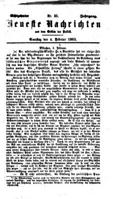 Neueste Nachrichten aus dem Gebiete der Politik (Münchner neueste Nachrichten) Samstag 4. Februar 1865