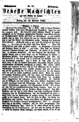 Neueste Nachrichten aus dem Gebiete der Politik (Münchner neueste Nachrichten) Freitag 10. Februar 1865