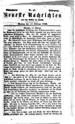 Neueste Nachrichten aus dem Gebiete der Politik (Münchner neueste Nachrichten) Montag 13. Februar 1865