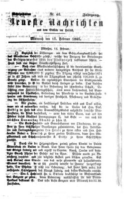 Neueste Nachrichten aus dem Gebiete der Politik (Münchner neueste Nachrichten) Mittwoch 15. Februar 1865