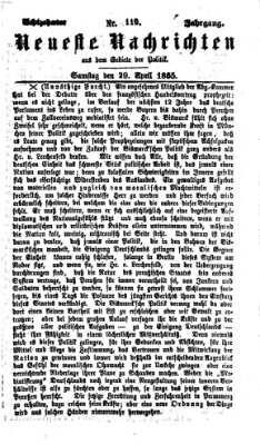 Neueste Nachrichten aus dem Gebiete der Politik (Münchner neueste Nachrichten) Samstag 29. April 1865