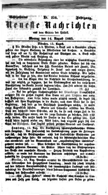 Neueste Nachrichten aus dem Gebiete der Politik (Münchner neueste Nachrichten) Montag 14. August 1865