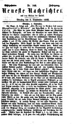 Neueste Nachrichten aus dem Gebiete der Politik (Münchner neueste Nachrichten) Dienstag 5. September 1865