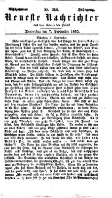 Neueste Nachrichten aus dem Gebiete der Politik (Münchner neueste Nachrichten) Donnerstag 7. September 1865