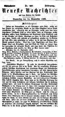 Neueste Nachrichten aus dem Gebiete der Politik (Münchner neueste Nachrichten) Donnerstag 14. September 1865