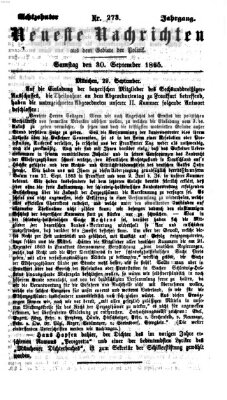 Neueste Nachrichten aus dem Gebiete der Politik (Münchner neueste Nachrichten) Samstag 30. September 1865