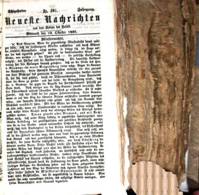 Neueste Nachrichten aus dem Gebiete der Politik (Münchner neueste Nachrichten) Mittwoch 18. Oktober 1865