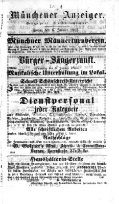 Münchener Anzeiger (Münchner neueste Nachrichten) Freitag 6. Januar 1865