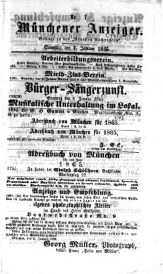 Münchener Anzeiger (Münchner neueste Nachrichten) Samstag 7. Januar 1865