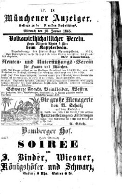 Münchener Anzeiger (Münchner neueste Nachrichten) Mittwoch 18. Januar 1865