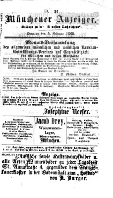 Münchener Anzeiger (Münchner neueste Nachrichten) Sonntag 5. Februar 1865