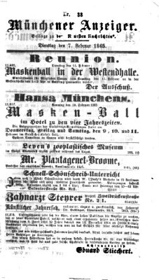 Münchener Anzeiger (Münchner neueste Nachrichten) Dienstag 7. Februar 1865