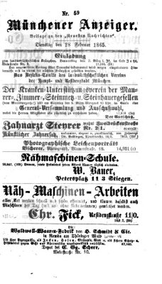 Münchener Anzeiger (Münchner neueste Nachrichten) Dienstag 28. Februar 1865