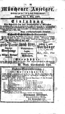 Münchener Anzeiger (Münchner neueste Nachrichten) Dienstag 7. März 1865