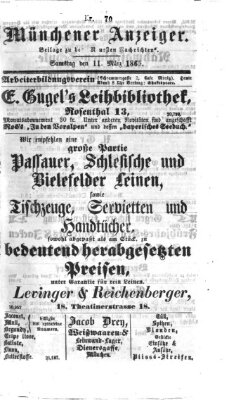 Münchener Anzeiger (Münchner neueste Nachrichten) Samstag 11. März 1865