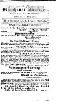 Münchener Anzeiger (Münchner neueste Nachrichten) Freitag 17. März 1865