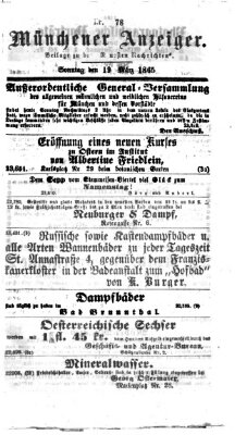 Münchener Anzeiger (Münchner neueste Nachrichten) Sonntag 19. März 1865