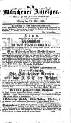 Münchener Anzeiger (Münchner neueste Nachrichten) Montag 20. März 1865