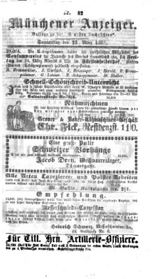 Münchener Anzeiger (Münchner neueste Nachrichten) Donnerstag 23. März 1865