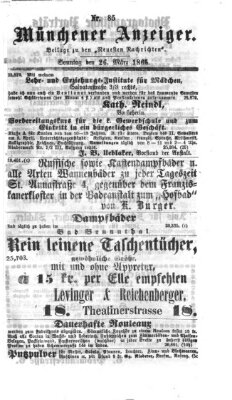 Münchener Anzeiger (Münchner neueste Nachrichten) Sonntag 26. März 1865