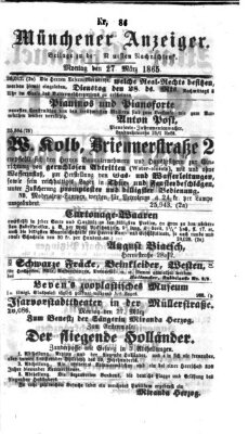 Münchener Anzeiger (Münchner neueste Nachrichten) Montag 27. März 1865