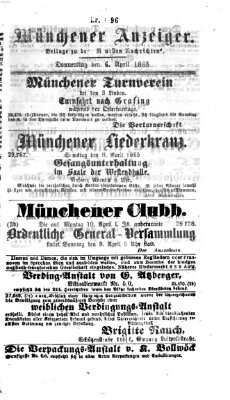 Münchener Anzeiger (Münchner neueste Nachrichten) Donnerstag 6. April 1865