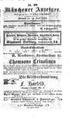 Münchener Anzeiger (Münchner neueste Nachrichten) Mittwoch 12. April 1865