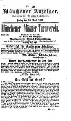 Münchener Anzeiger (Münchner neueste Nachrichten) Freitag 28. April 1865